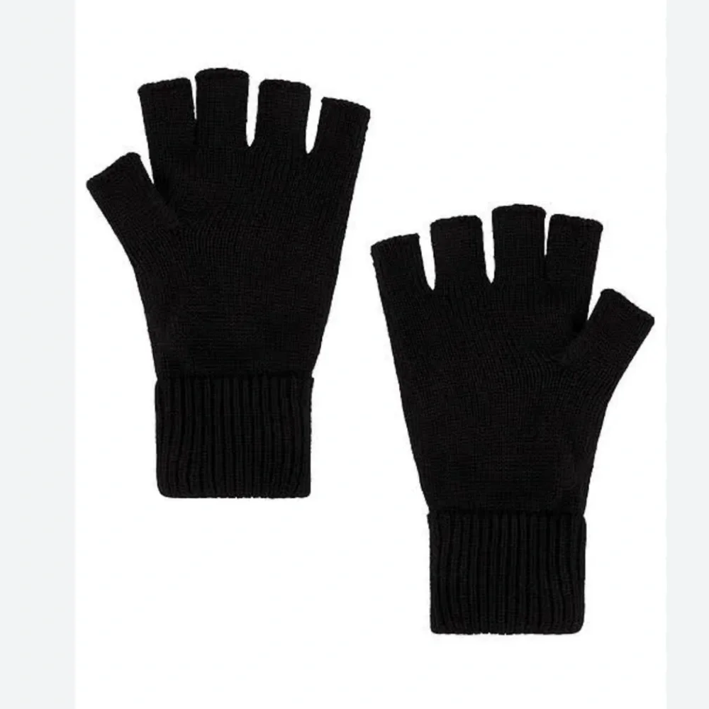 Lele Sadoughi Black Bow Embellished Fingerless Knit Gloves NWT